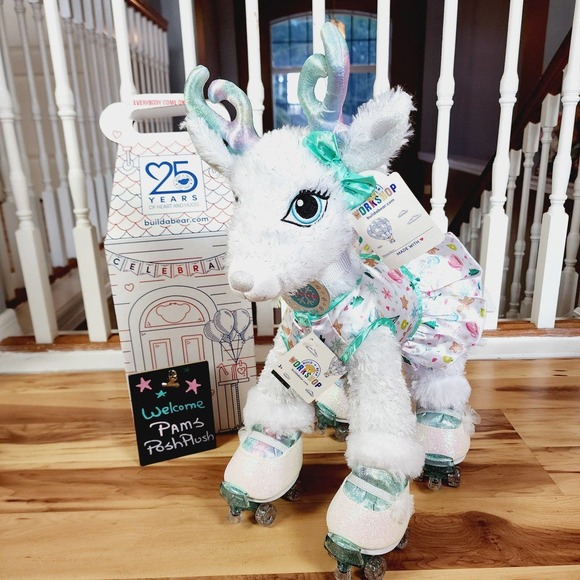 Build a Bear Merry Mission Glacial Glisten Reindeer Christmas & Rare Teal Skates - Picture 8 of 12
